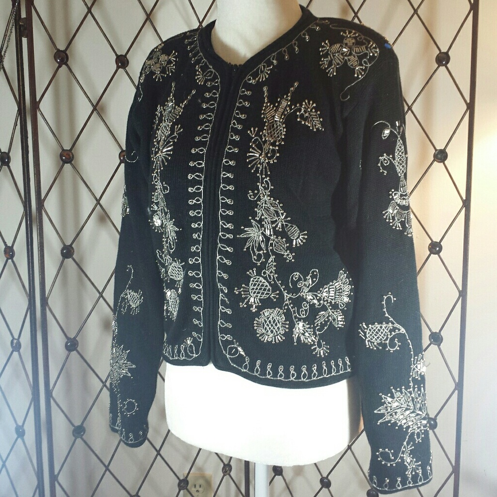 VNT All Week Long Black Beaded Sweater