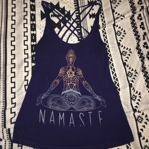 Earthbound Chakra Namaste Tank Top Navy Blue