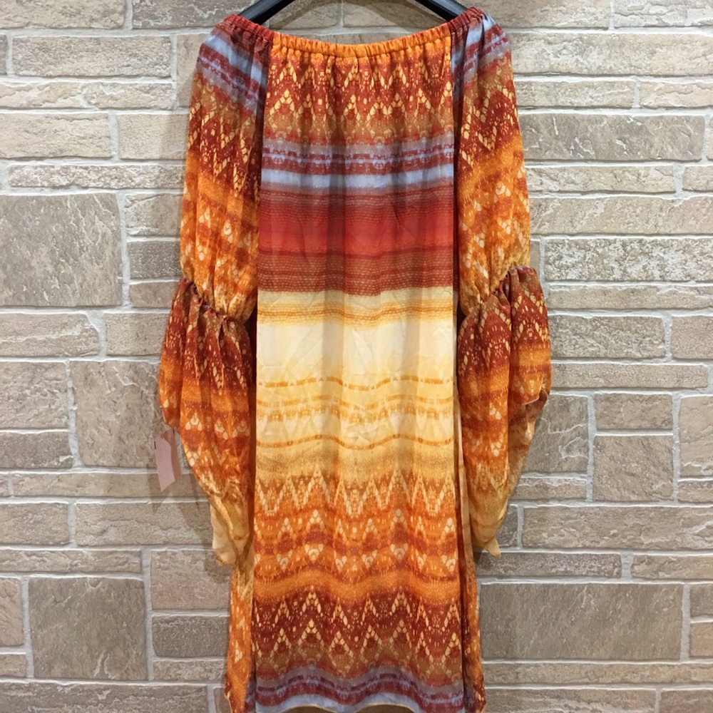 SALE🛎BOHO ORANGE & RUST BELL PEASANT DRESS S - Picture 5 of 5