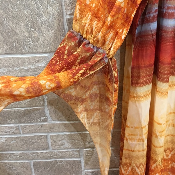 SALE🛎BOHO ORANGE & RUST BELL PEASANT DRESS S - Picture 4 of 5