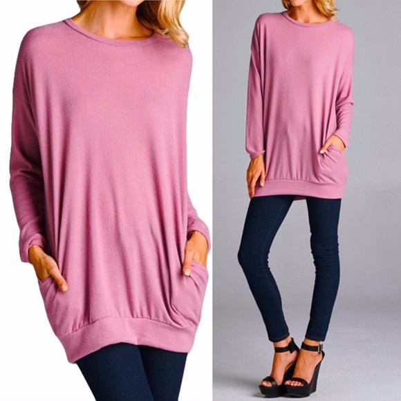 SOFT Sweatshirt Tunic Pockets Long Sleeve Pullover - Picture 8 of 8