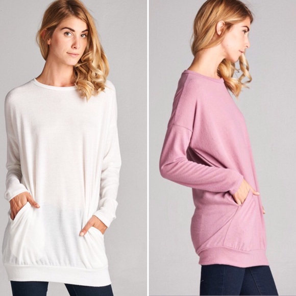 SOFT Sweatshirt Tunic Pockets Long Sleeve Pullover - Picture 5 of 8