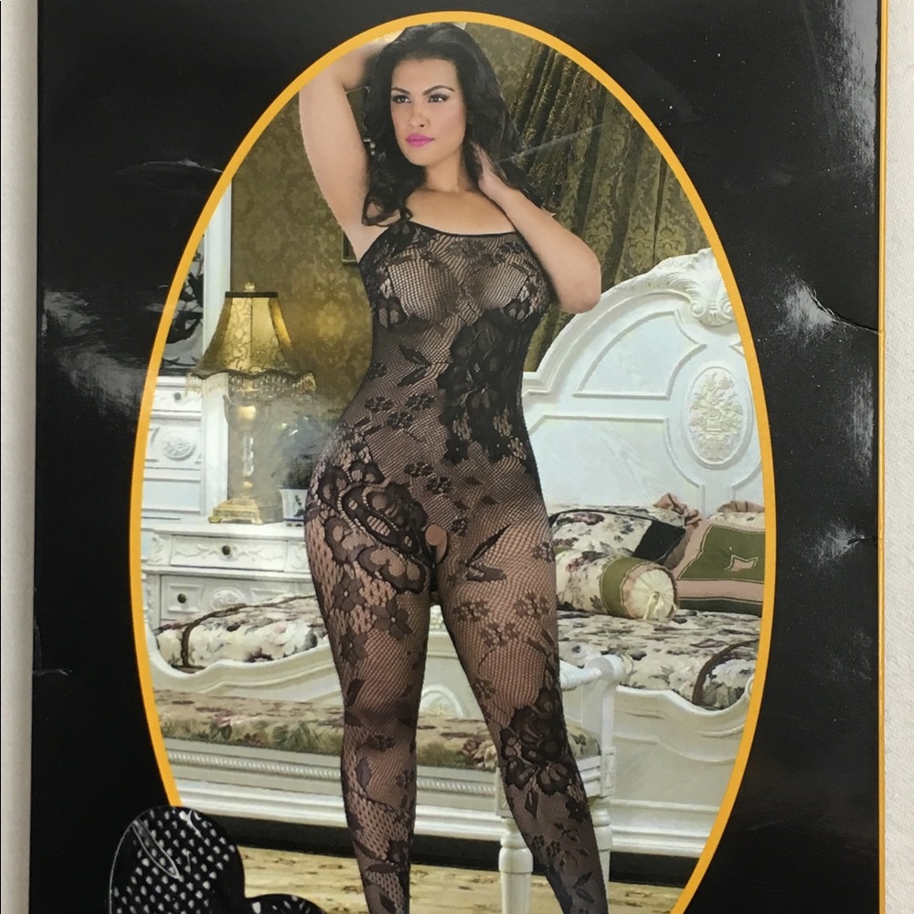 Plus Size Floral Fishnet Mesh Body Stocking