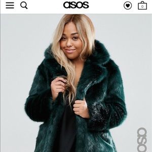 Dark green faux fur coat