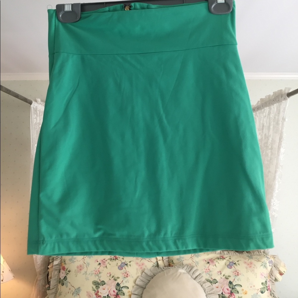 Green mini skirt