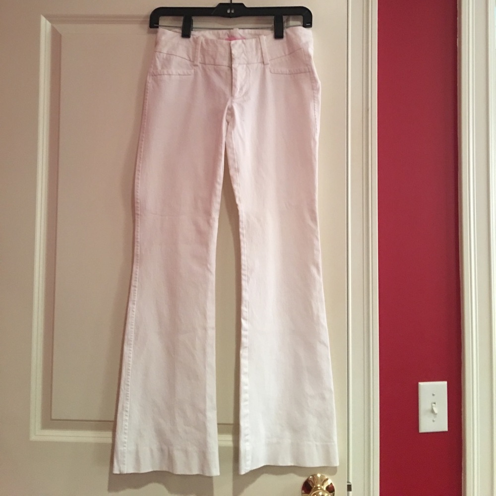White boot cut pants