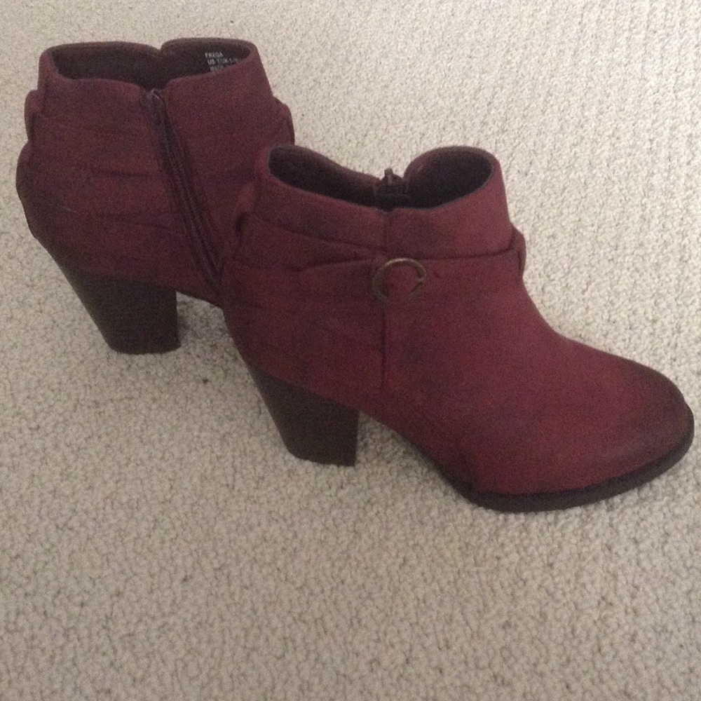 Burgundy booties