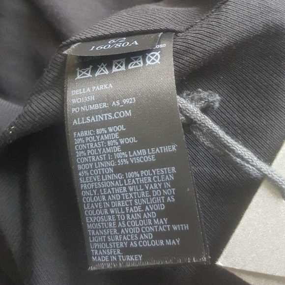 HP AllSaints DELLA Wool Leather Parka US 2 - Picture 4 of 5