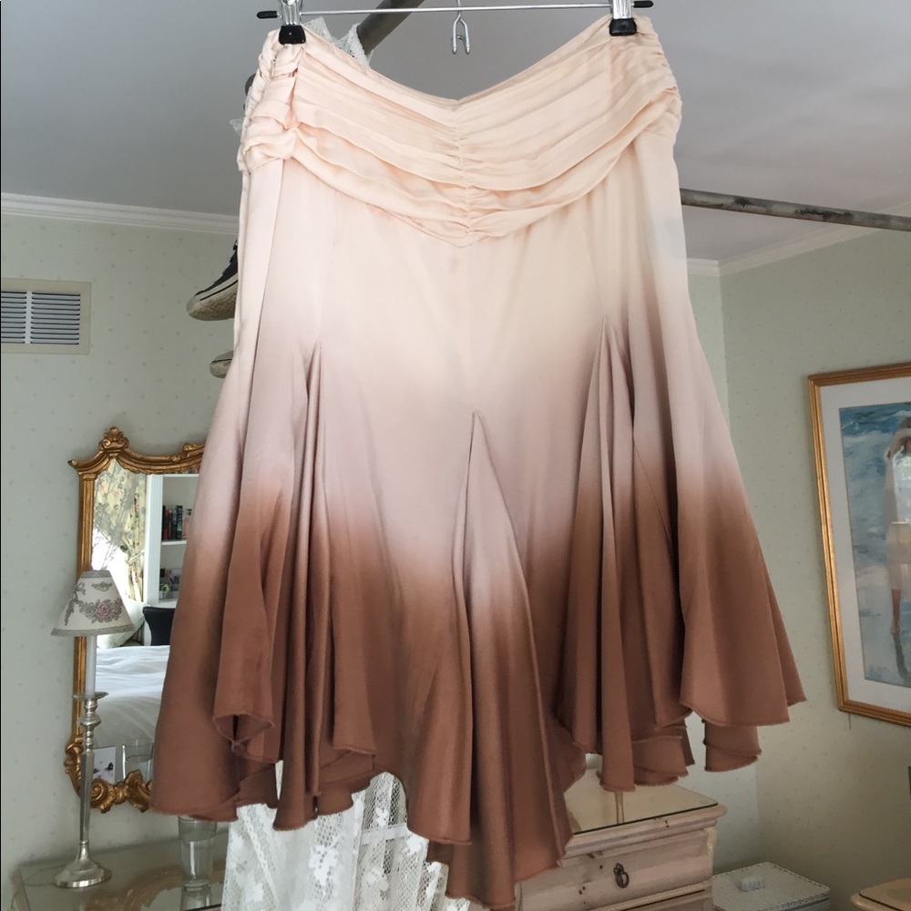 100% silk tie dye cream/brown Bebe skirt
