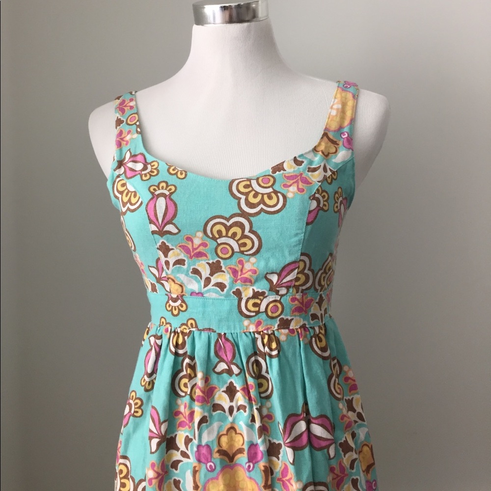 Judith March floral linen turquoise backless dress - Picture 2 of 8