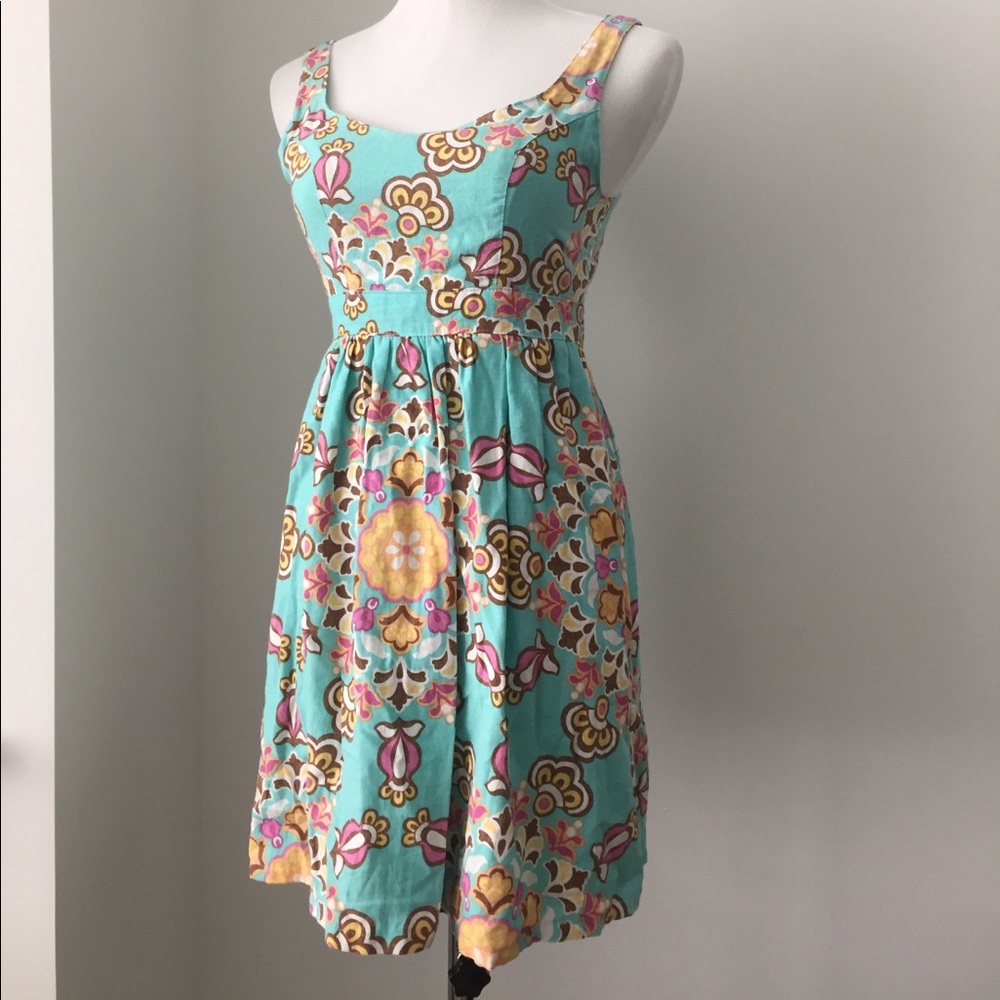 Judith March floral linen turquoise backless dress