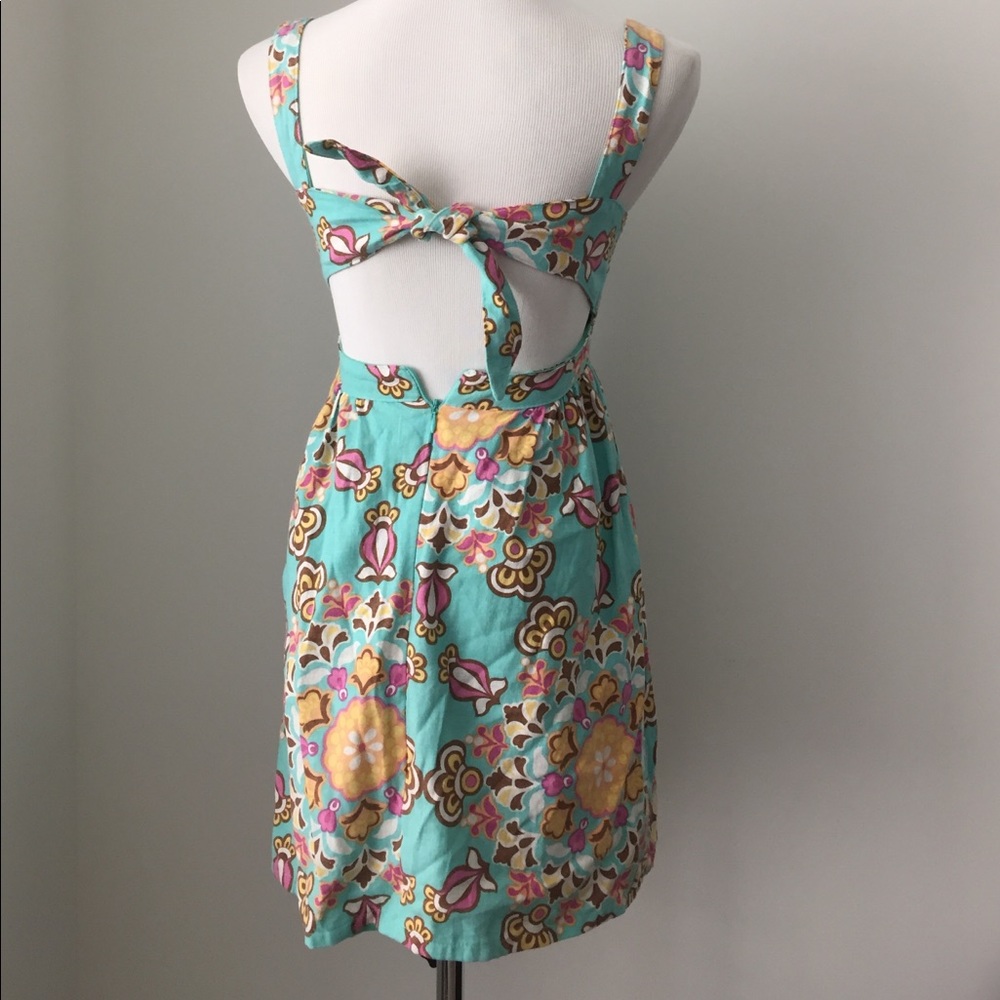 Judith March floral linen turquoise backless dress - Picture 5 of 8