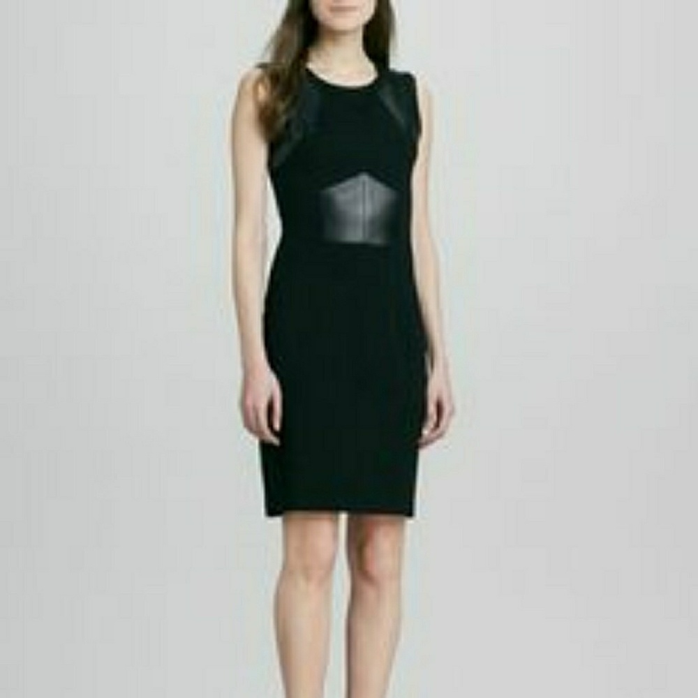 Yoana Baraschi Leather/ Ponte Sheath Dress