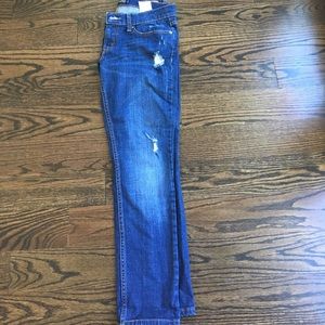 Levi's worn in jeans, super low rise size 7