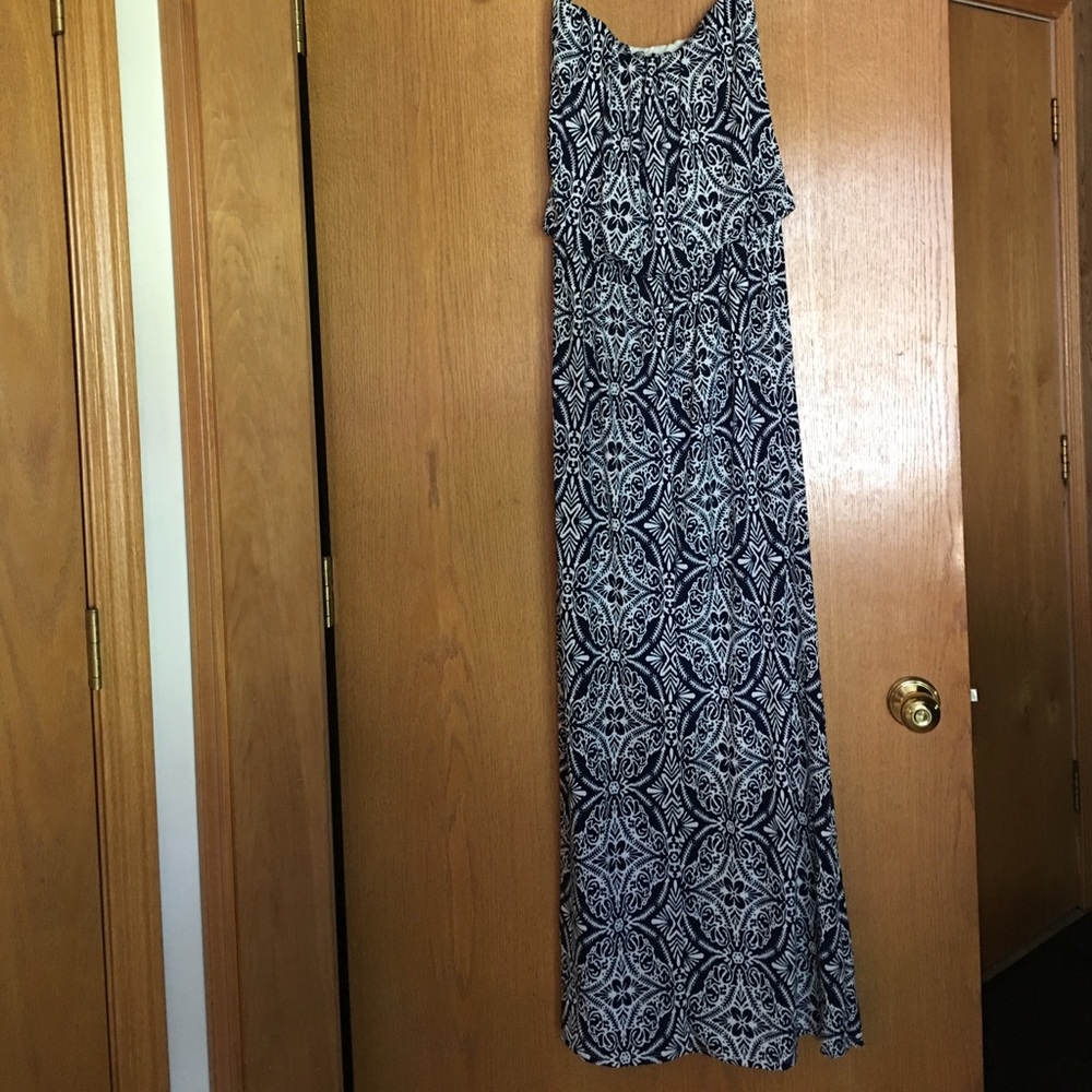 Navy patterned maxi dress size medium