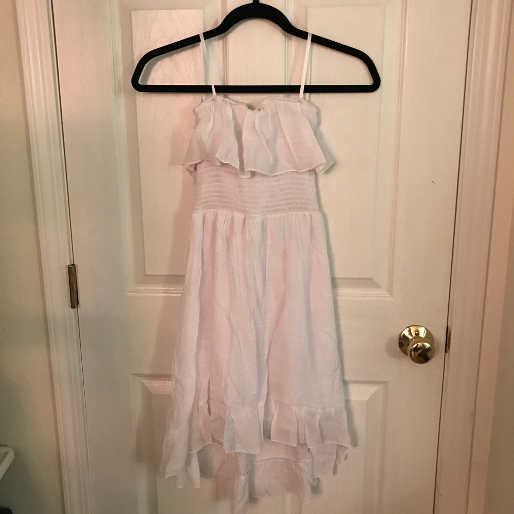 White High-Low Ruffled Dress