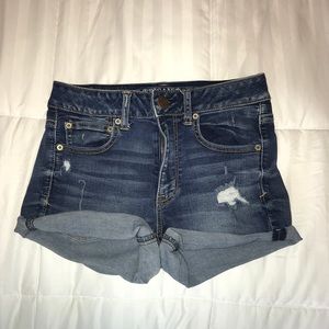 american eagle high rise denim shorts