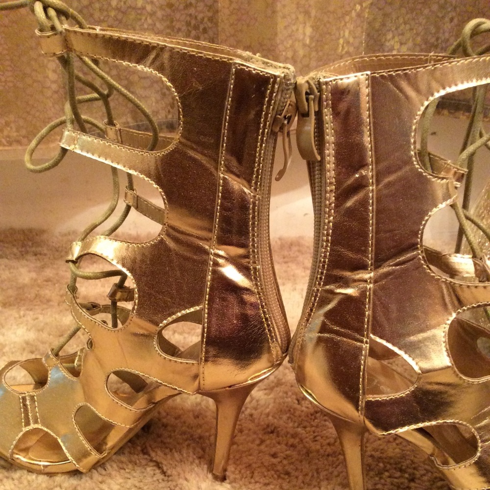Gold gladiator heels