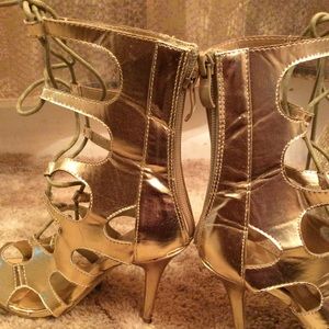 Gold gladiator heels