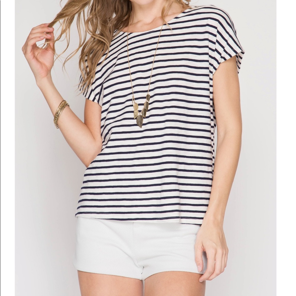 Nautical Navy Striped Basic Tee