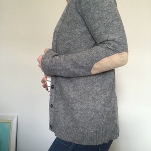 GAP Gray Cardigan with Accenting Tan Elbow Patches