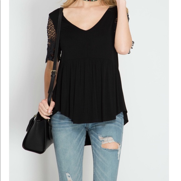 Daphne Black Embellished Sleeve  Blouse - Picture 1 of 1