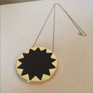 HOH Large Black Leather Sunburst Pendant Necklace