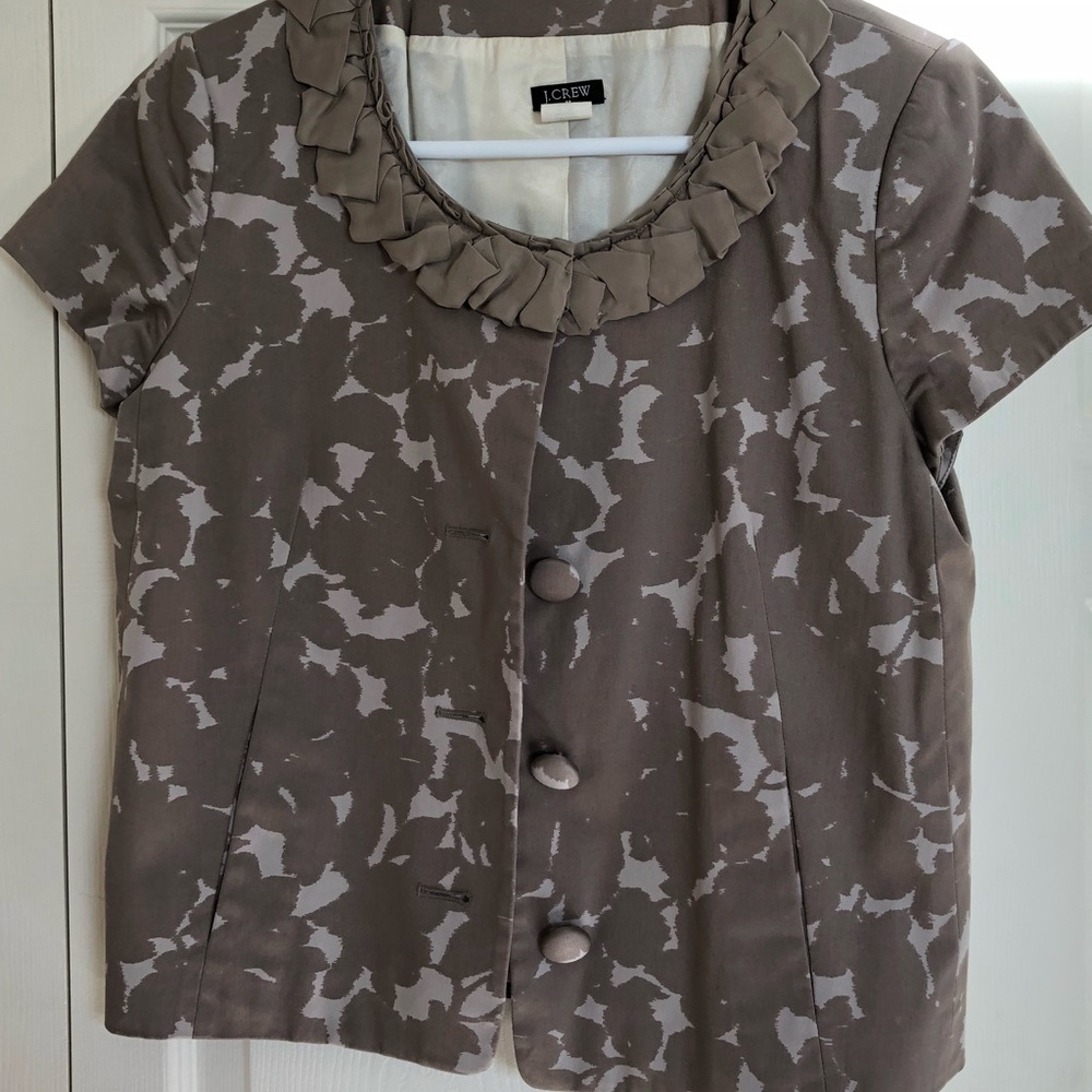 Size 6 short sleeve grey J. Crew jacket.
