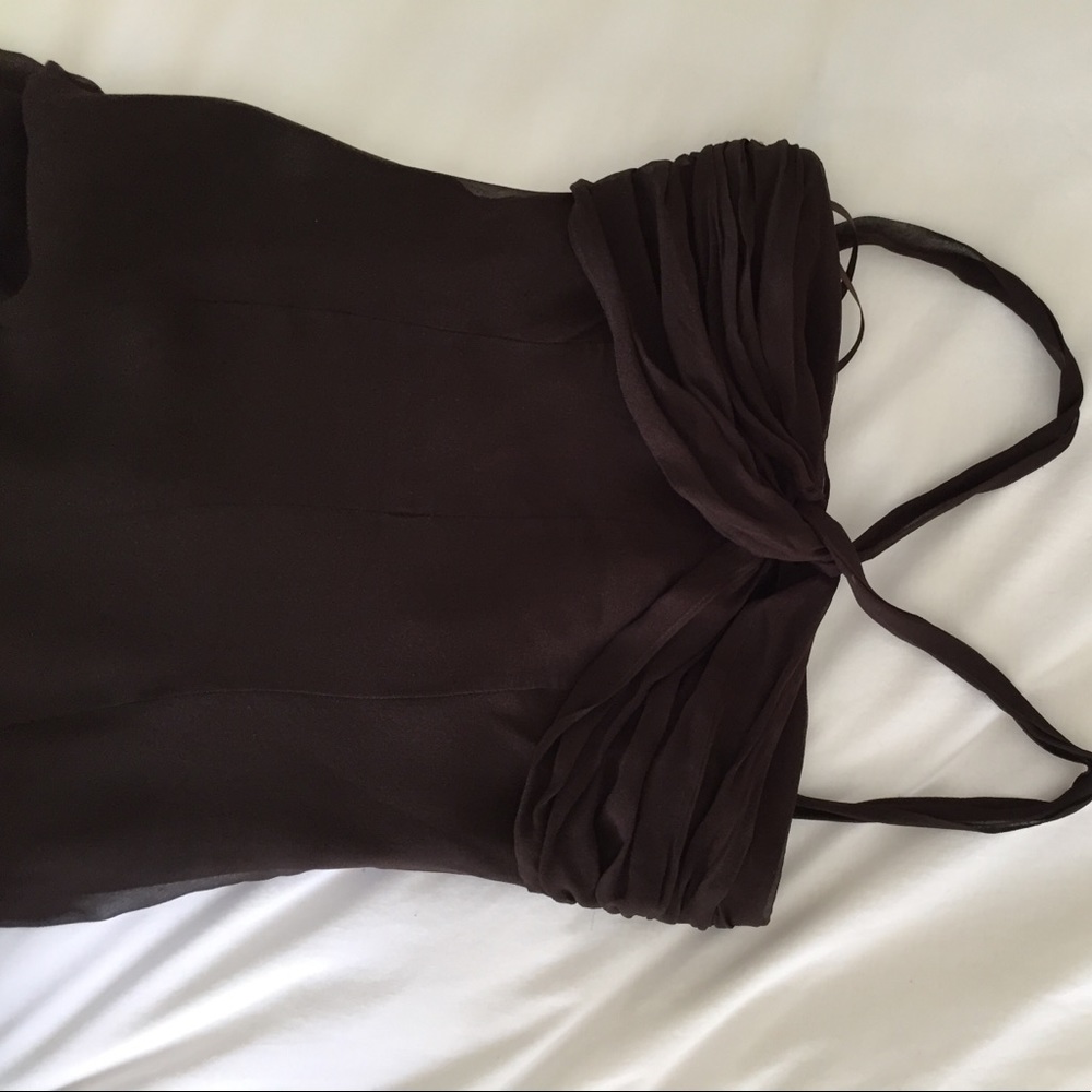 100% silk brown dress
