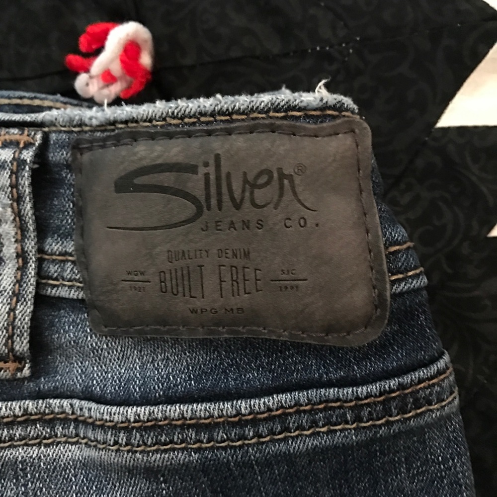 Silver crop jeans
