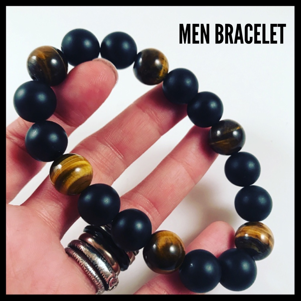 Men or women 10 mm tiger eye & matte onyx