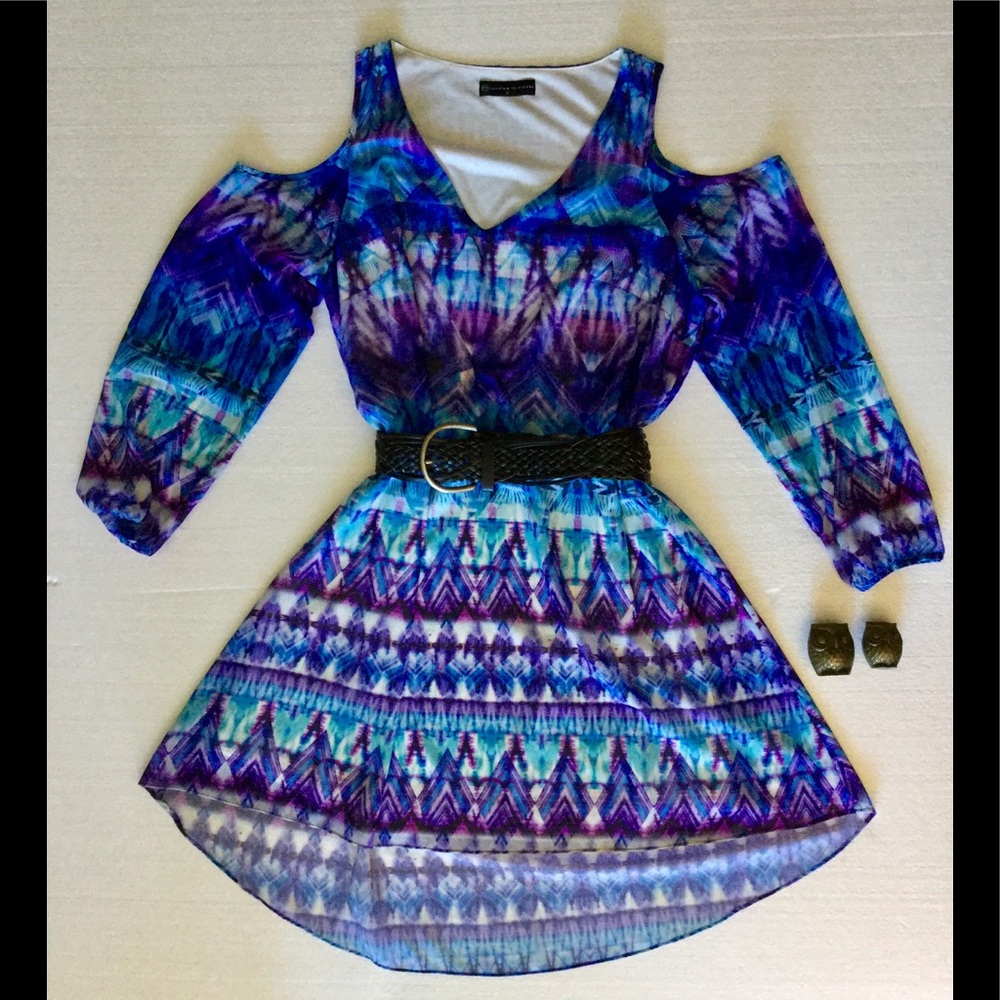 Fashion to Figure cold shoulder blue/purple dress.