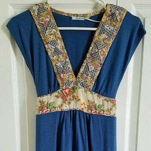 KIMCHI BLUE Mini Tea Dress Blue Floral Ties UO