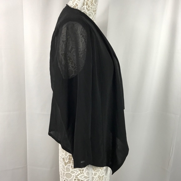 Illusion Sleeve Draped Cardigan Black 