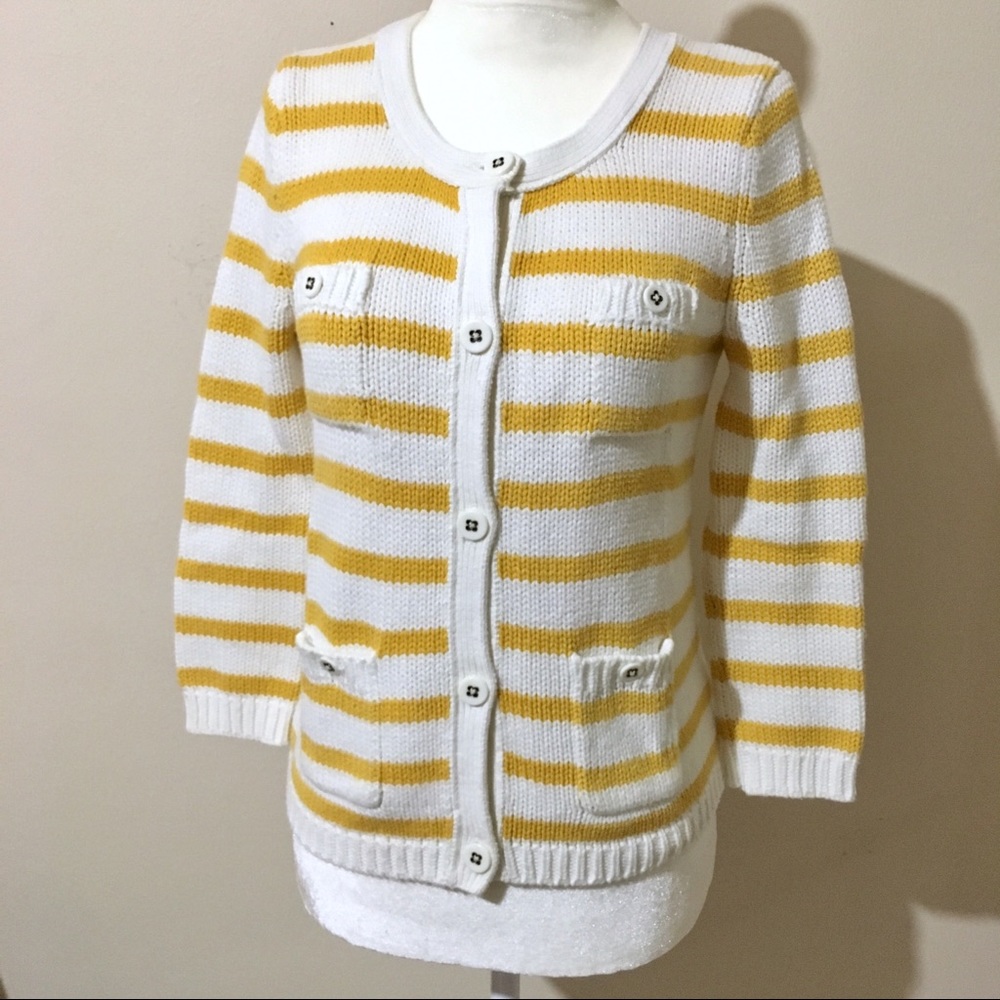 {OLD NAVY} Yellow & White Stripe Cardigan