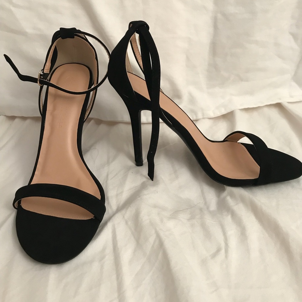 Black Faux Suede Strappies - Picture 2 of 4