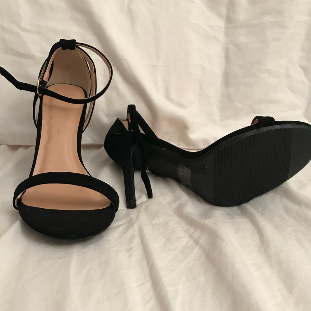 Black Faux Suede Strappies - Picture 3 of 4