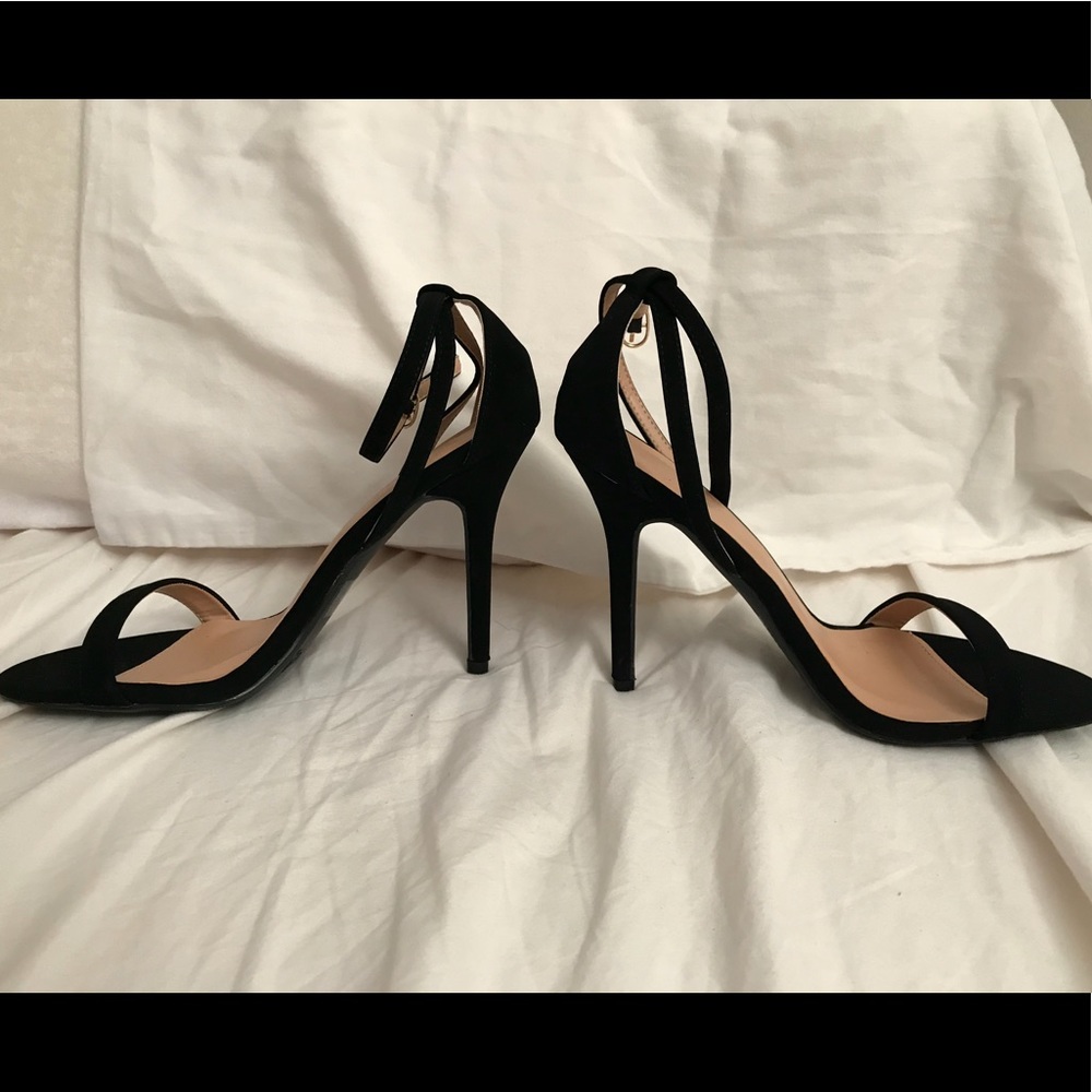 Black Faux Suede Strappies - Picture 4 of 4