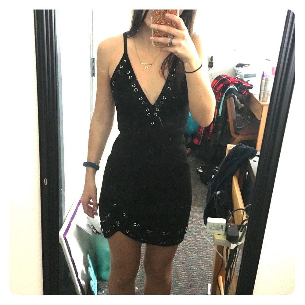 Black suede dress