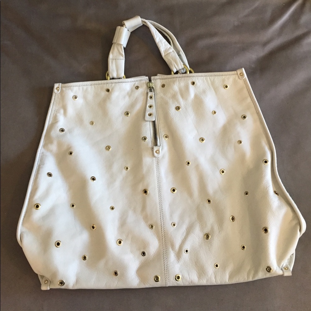White Leather Tote Bag