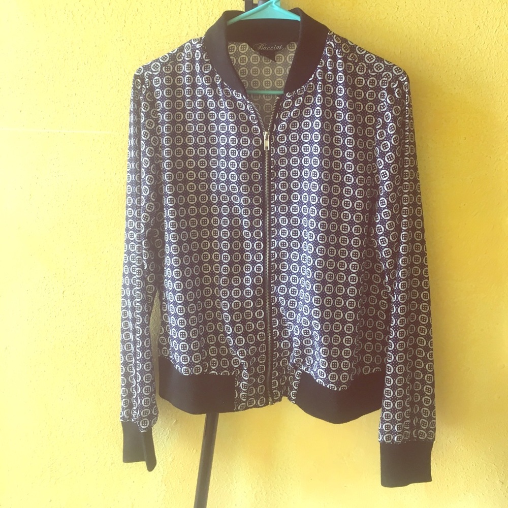 Baccini blue, black and white print jacket size M