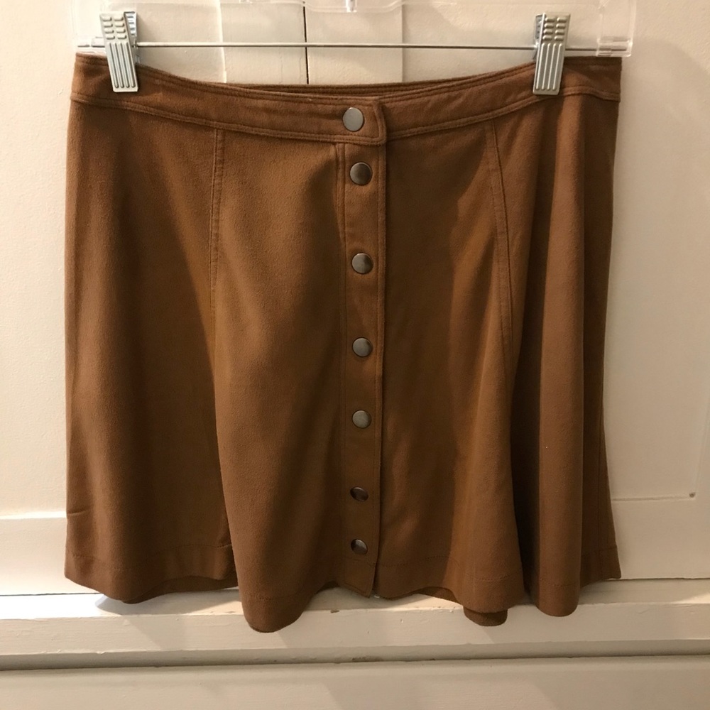 Brown suede button up skirt
