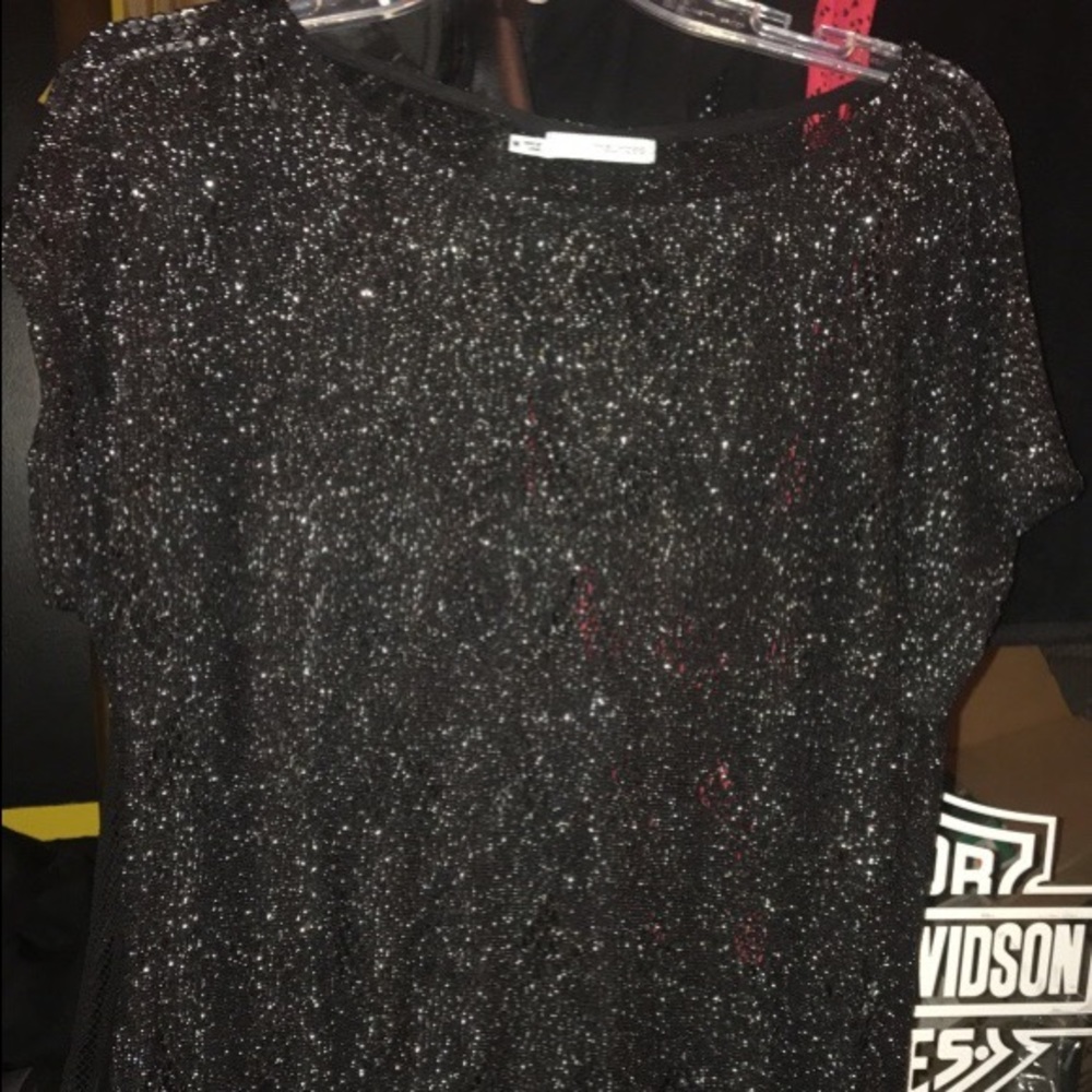 Black sparkly blouse perfect for New Year’s Eve!