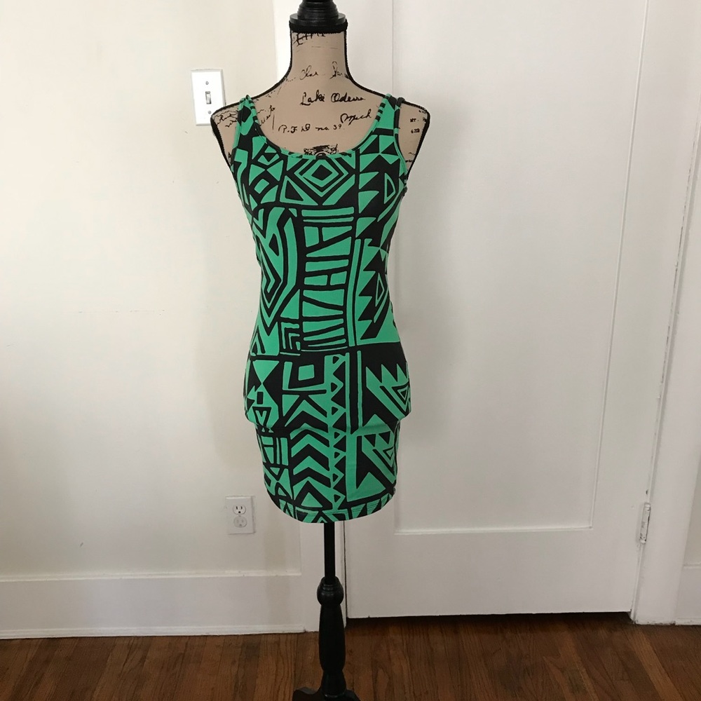Love Culture Green Tribal Bodycon Dress