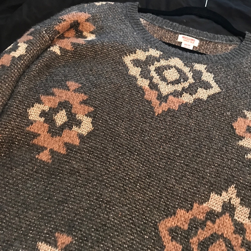 Grey Sweater Dress with Aztec Vibes