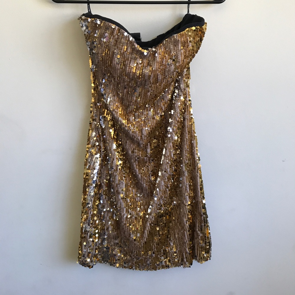 Gold Sequin Mini Dress