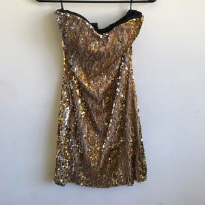 Gold Sequin Mini Dress