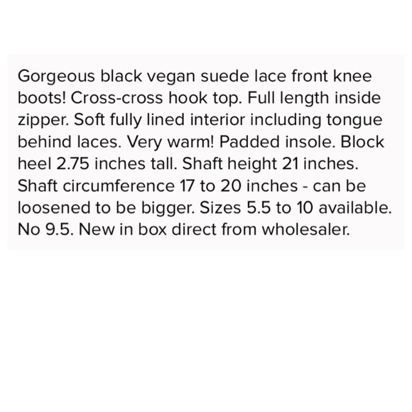 SZ 6 ONLY! Black Suede Lace-Up Knee Boots! NEW! - Picture 5 of 8