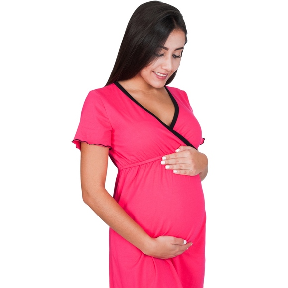 HUGE STORE CLOSING SALE!! V-Neck Maternity Nursing Nightgown Breastfeeding - Picture 4 of 6