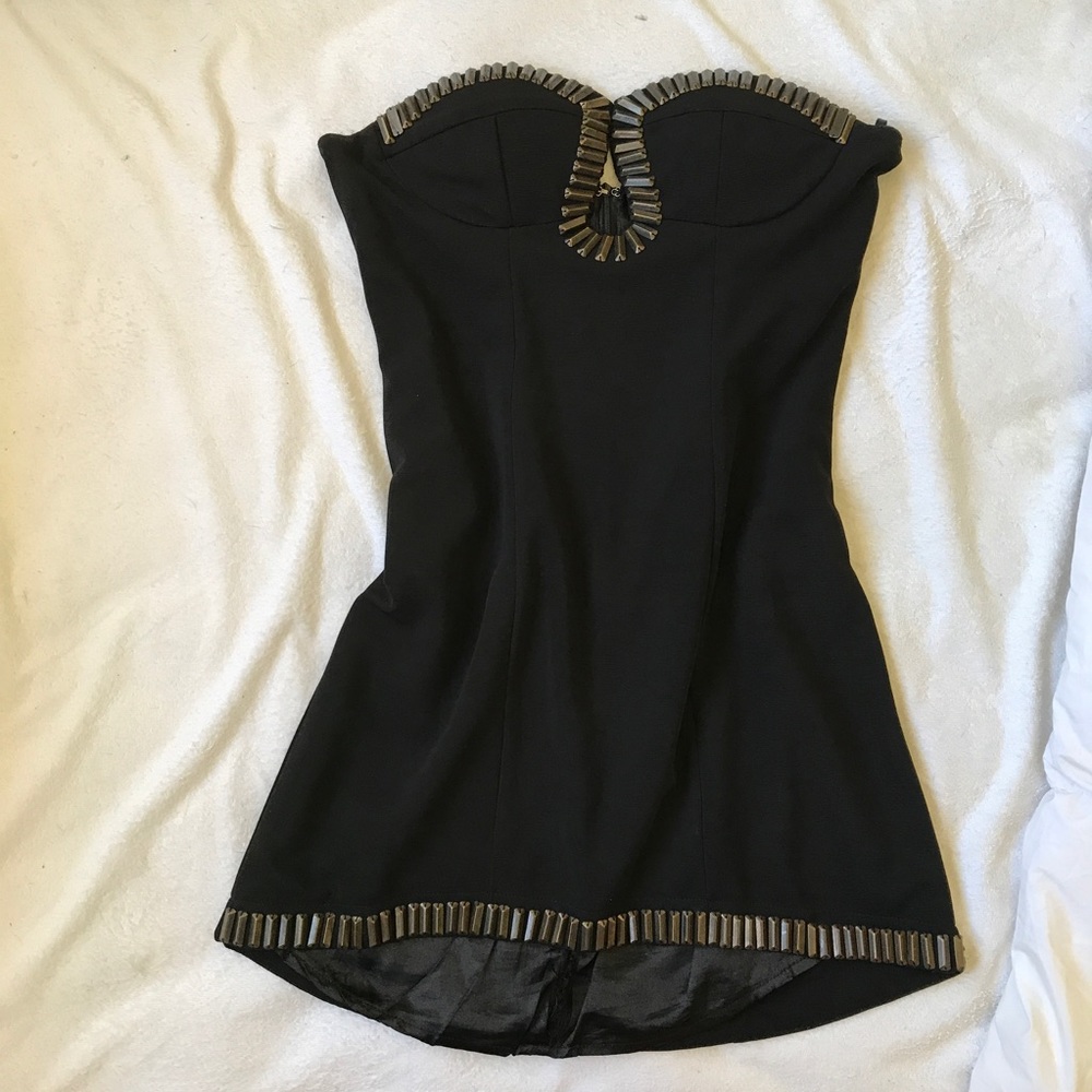 Black Mini Dress with Embellishments